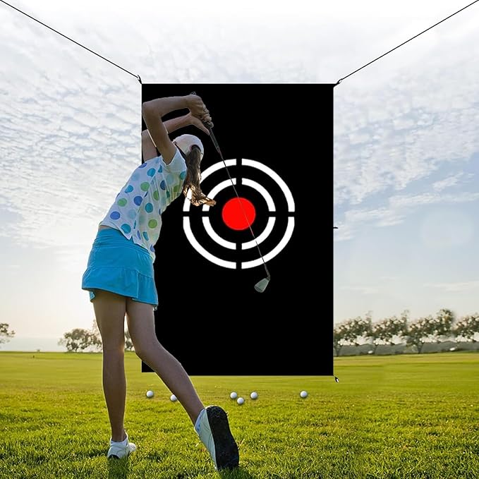 Golf Target Cloth - 5x3FT Durable Net Target with Hitting Range for Accuracy Practice - Portable for Home & Backyard Golf Training Players