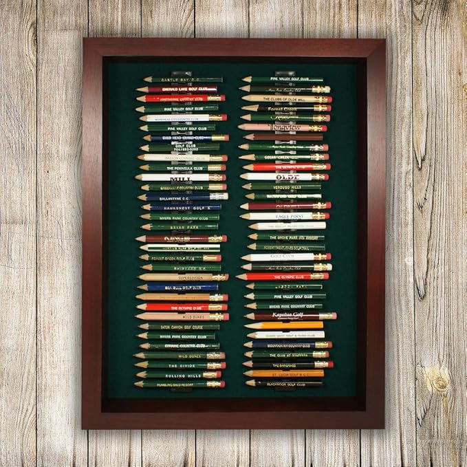 Eureka Golf Pencil Display Case | Holds 64 Round or Hexagonal Golf Pencils | Cherry Finish | Made in The USA