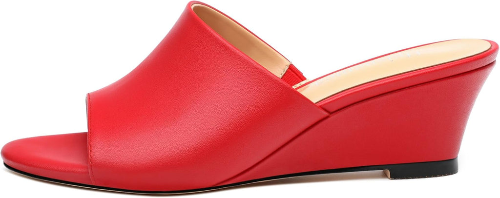Wedge Sandals for Women Open Toe Wedge Heels Womens Matte High Heel Sandal Round Toe Heeled Wedge Sandals Slip on Casual shoes 2 inch