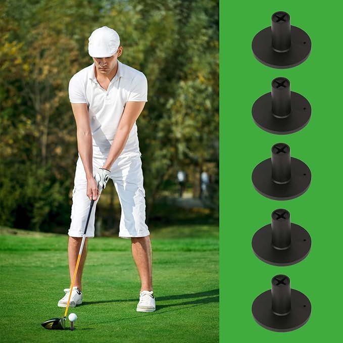 Rubber Golf Tees for Mats Adjustable Height Golf Simulator Tees,Indoor Outdoor Practice,Non-Slip Mat Tees with Holder,Compatible with Driving Range