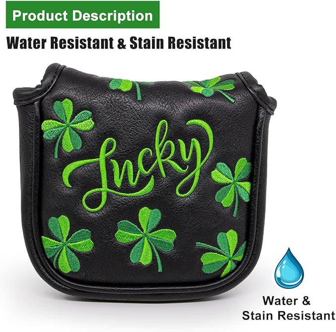 Live Lucky Golf Club Headcover Shamrock Golf Head Cover Elegant Embroidery Premium Leather Driver Covers Fairway Wood Covers Hybrid Headcovers Mallet Blade Putter Covers