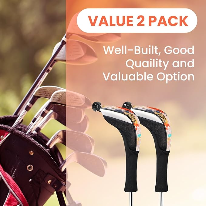 FINGER TEN Golf Club Head Covers Woods Hybrids 1/2/3/4 Pack, Headcovers Men Women 3 5 7 X with Interchangeable Number Tag, Fit All Wood Hybrid Clubs