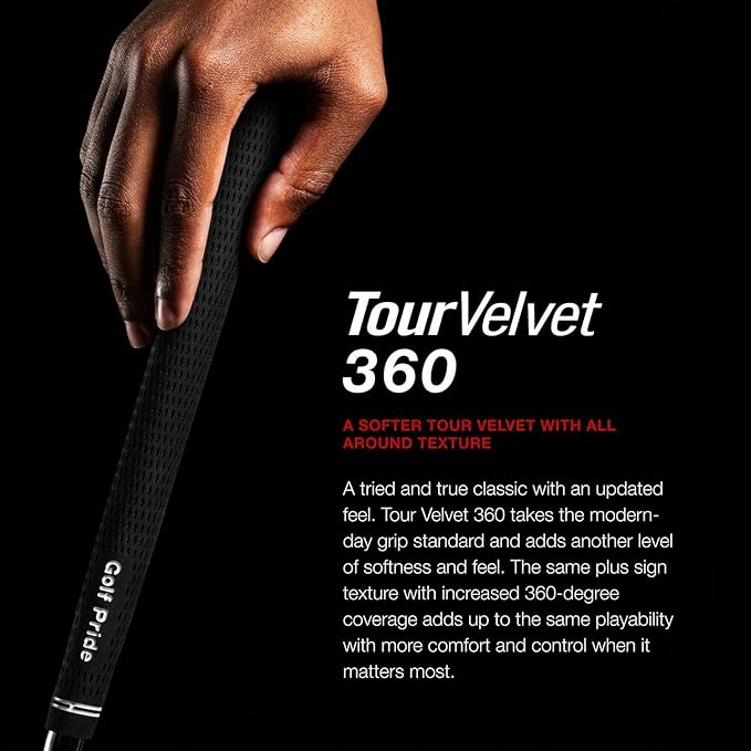 Golf Pride Tour Velvet 360 Golf Grip - Durable, Comfortable Grip Set for Clubs - Features Non-Slip Technology & a Softer Feel - White