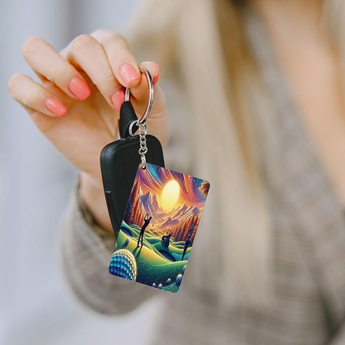 Keychain - Rectangular Acrylic Keychain Daily Key Ring Car Key Fob Holder 2X3 Inch