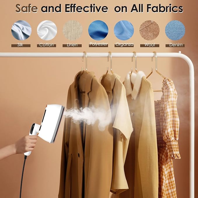 Biupky Travel Steamer for Clothes Portable Mini, 1200w Mini Iron Portable Steamer for Clothes, 4 Mode with LCD Display, 10s Fast Heating Travel Iron Garment Steamer for Clothes for Home Dorm Travel