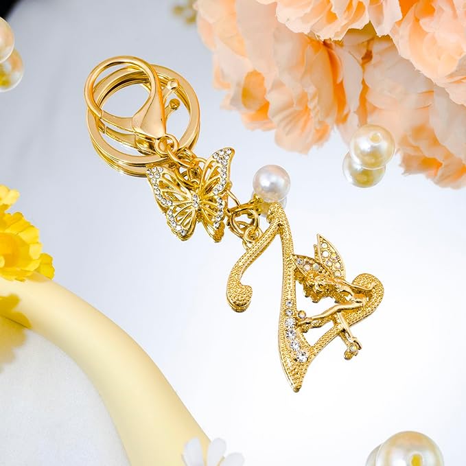 Initial Keychain Bag Charm Women Purse Charms for Handbags Accessories Charm for Wallet Butterfly Pendant for Girls