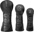 Golf Club Head Covers,USA Golf Driver Headcover Fariway Wood Covers Hybrid Head Covers 3 Wood Headcover Leather Golf Headcover with Number Tag for All Brand
