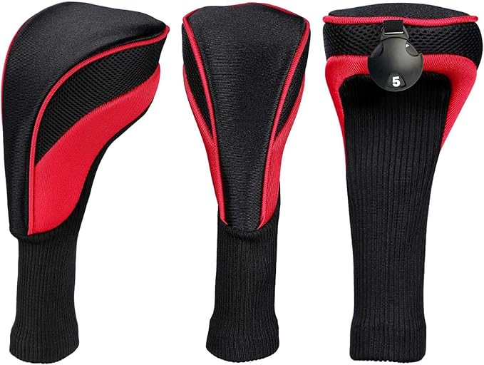 3pcs Nylon Golf Head Covers with Interchangeable Tags, Elastic Self-Fixing Closure, Durable Golf Accessories for Fairway & Driver Clubs