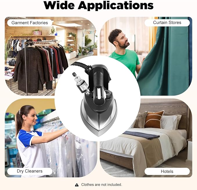 Gravity Feed Steam Iron 1200w 110v Powerful Clothing Steamer Gravity Commercial Steamer Temperature Settings Steam Iron Large-Capacity Water Bottle Industrial Electric Steams Irons Set
