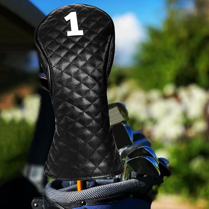 FINGER TEN Golf Club Head Covers for Woods Driver Fairway Hybrid with Interchangeable Number Tag 1 3 5 Premium Leather Headcovers for Women Men