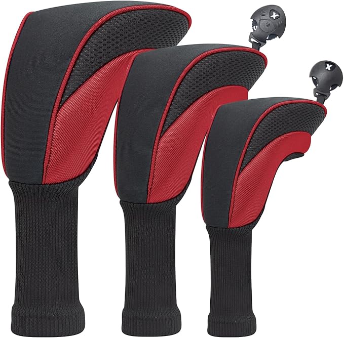 Golf Head Covers for Fairway Woods Driver Hybrids 5 Pieces Nylon Mesh Sports Fan Golf Club Headcovers-Golf Accessories for Men Women.