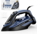 Steam Iron for Clothes 20s Fast Heating, 1700W Iron with 15.21oz Large Water Tank, 3-Way Auto shutoff, Burst Steam, Spray Mist, Anti-Drip, Self-Cleaning, Vertical Ironing for Home, Blue