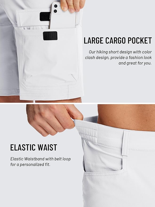 TACVASEN Men's Summer Outdoor Shorts Quick Dry Cargo Casual Work Hiking Shorts (NO Belt)
