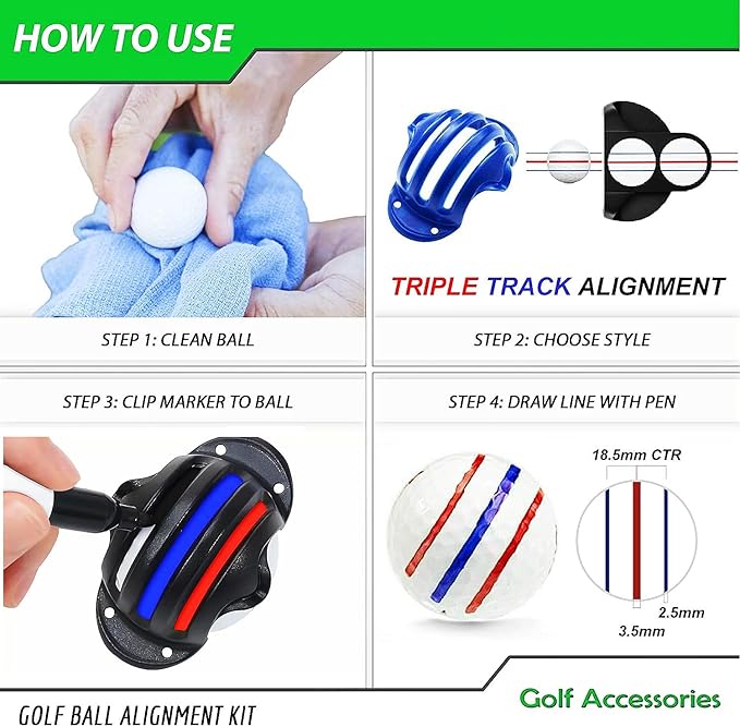 Professional 8 Pack Precision Golf Ball Marker Set, Upgrade Your Golf Accessories with 4 Marking Stencils and 4 Vibrant Colors, Perfect Golf Ball Line Marker Tool