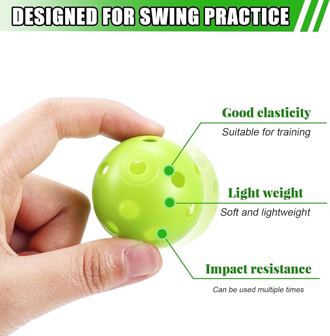 Plastic Golf Balls Practice Limited Flight Golf Training Ball Hollow Swing Practice Indoor Golf Balls with Mesh Drawstring Bag for Backyard Driving Range or Outdoor