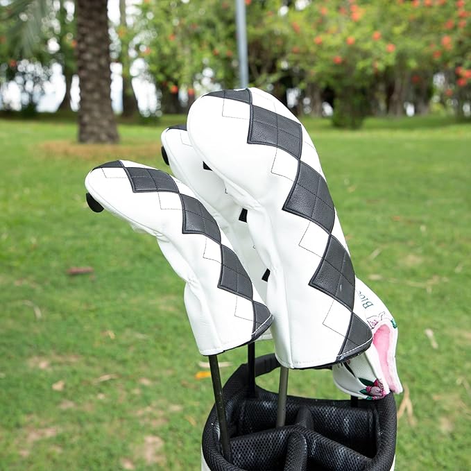 Golf Club Covers Exquisite Embroidery Driver Covers Fariway Wood Headcover Hybrid Cover Leather Golf Headcovers for Most Brand