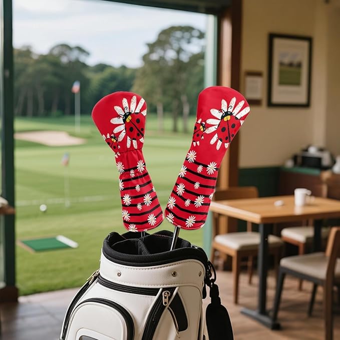 Golf Club Head Covers for Club Protective, Waterproof PU Leather Driver Fairway Wood Hybrid Head Cover