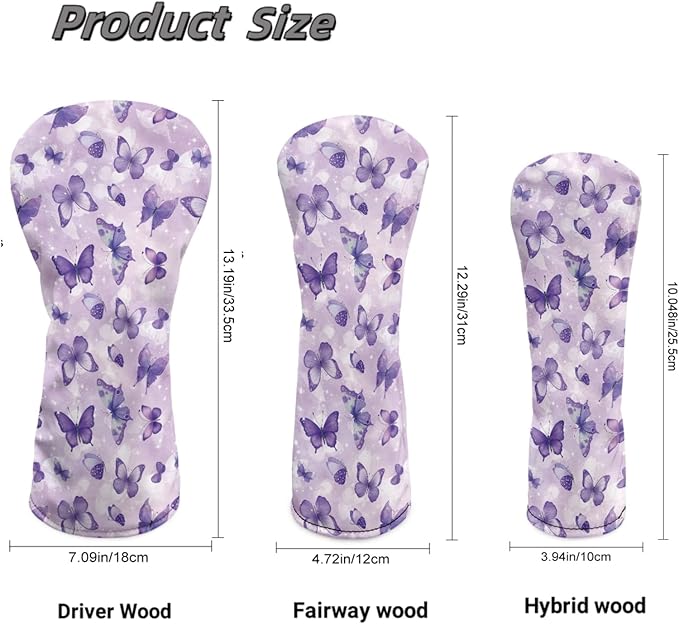 Golf Club Head Covers for Club Protective, Waterproof PU Leather Driver Fairway Wood Hybrid Head Cover