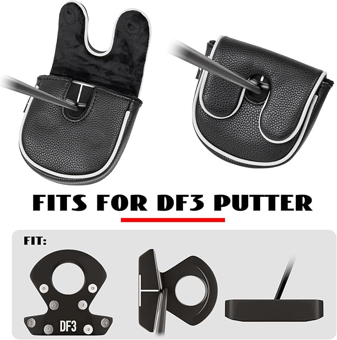 Craftsman Golf Leather Black Mallet Putter Headcover Head Cover Protector Case for LAB DF3 Center Shaft Putters Magnetic Closure