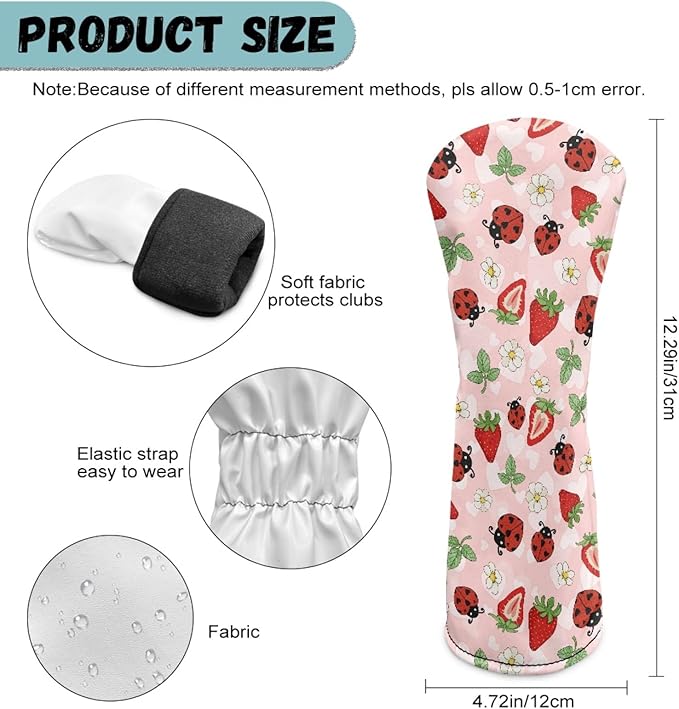Golf Club Head Covers for Club Protective, Waterproof PU Leather Driver Fairway Wood Hybrid Head Cover