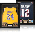 JupDec Jersey Frame Display Case 2 Pack, Large Clear Acrylic Shadow Box with UV Protection for Basketball Baseball Football Soccer Hockey Shirt, Wall Mount Wooden Showcase, Idea Gift for Sports Fans