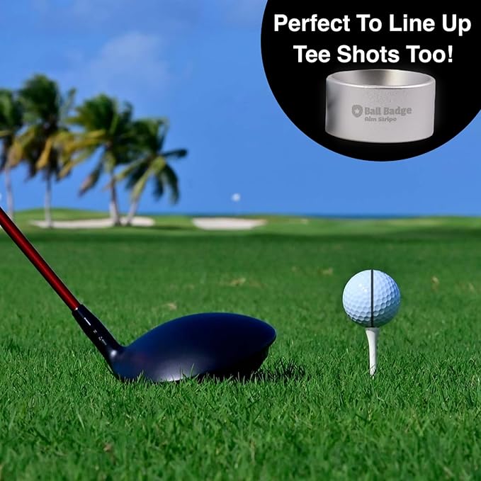Ball Badge Aim Stripe - 360 Degree Golf Ball Line Marker Kit with Golf Bag Attachment for Perfect Alignment and Precision Putting
