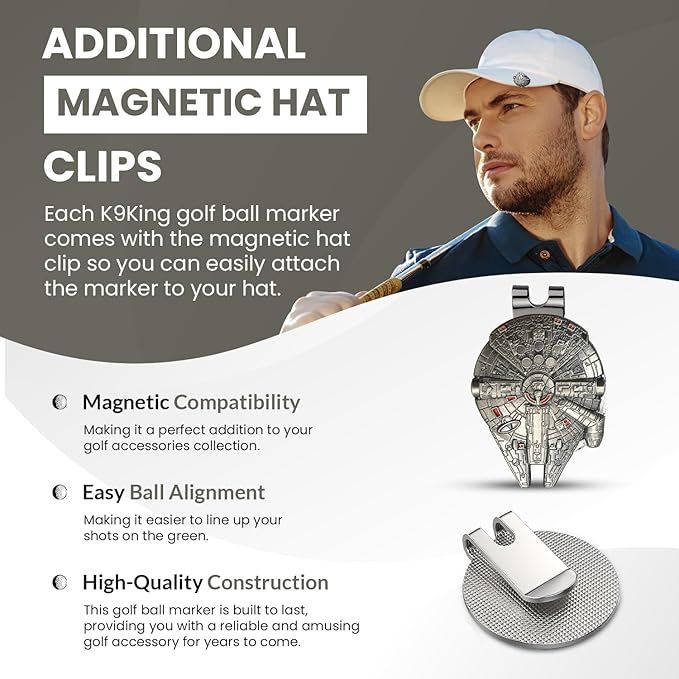 K9King Funny Golf Ball Marker with Magnetic Hat Clip – Unique Durable Enamel Ball Marker – Enhanced Golfing Fun Waterproof Scratch Free Golf Accessories and Gifts for Golfers