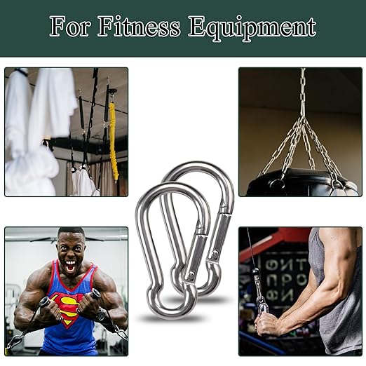 100PCS M6 2-3/8" Spring Snap Hooks Heavy Duty Carabiner Clips, 2.4" Galvanized Steel Quick Link Clip, 260LBS Holding Capacity Keychain Clip for Swing Hammock Gym Outdoor Hiking Camping