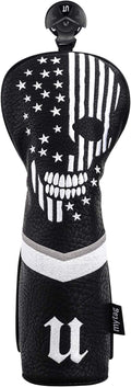mytag Skull Skeleton Golf Head Covers Black Synthetic Leather Golf Headcovers Set Fits Driver Fairway Wood Hybrid/Utility Putter Iron Wedge Headcover