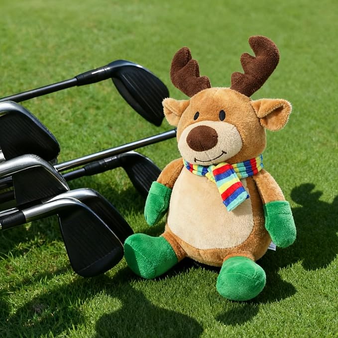 Christmas Golf Club Covers, Fun Plush Headcovers with Soft Protection for Fairway Wood Clubs, Festive Golf Gift for Men and Women