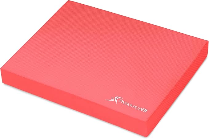 ProsourceFit Exercise Balance Pad – Large Cushioned Non-Slip Foam Mat & Knee Pad for Fitness, Stability Training, Physical Therapy, Yoga 15"x19", Red