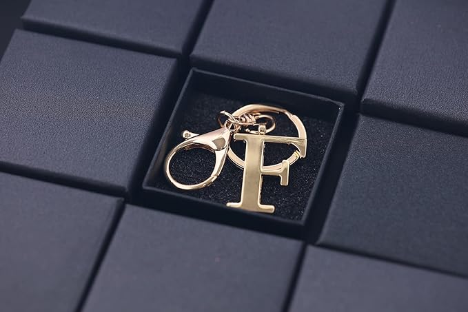 LAXPICOL Gold Letter A-Z Keychain for Women Bag Charms Purse Charms For Handbags Metal Alphabet Initial Letter Keychain