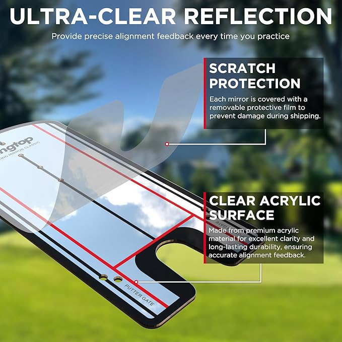 KINGTOP Golf Putting Mirror - Alignment Putting Training Aids for Consistency & Accuracy - Ideal for Indoor | Outdoor Practice, with Carry Bag and Golf Tees