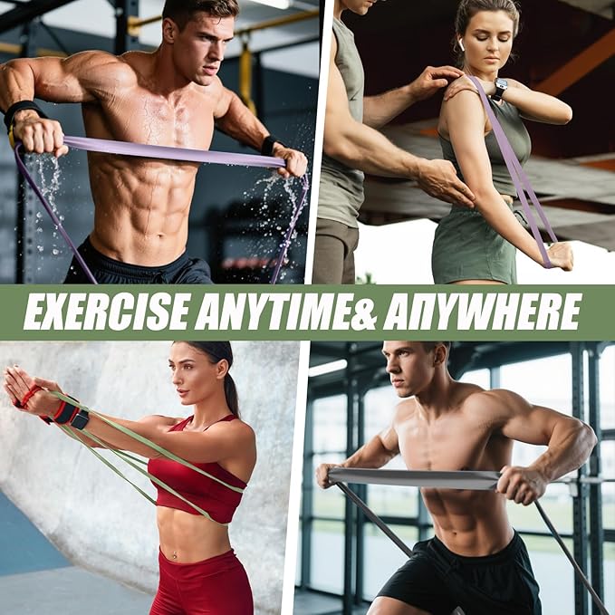 WHATAFIT Resistance Bands,Pull Up Assist Bands Set with Handles, Exercise & Workout Bands with Door Anchor for Men & Women – Home Fitness Equipment for Strength Training, Stretching