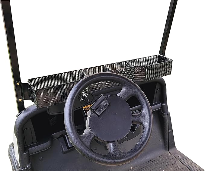 Huskey Golf Cart Front Basket Storage Basket Dash Basket Compatible W/EZGO TXT/RXV,Club Car DS (2000.5+) Precedent/Tempo/Onward,Yamaha G29 Drive2 2007+ One Piece Solid Design & Larger Compartments