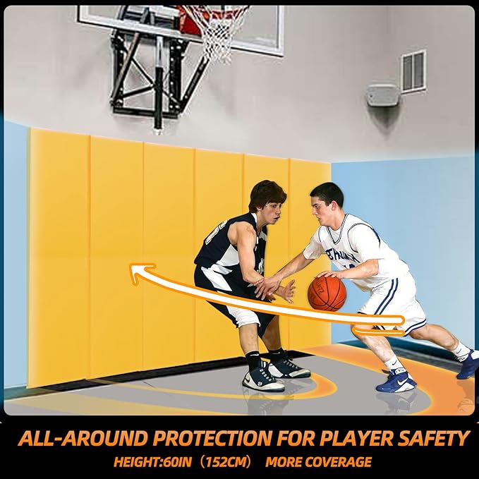 PROGOAL Gym Wall Paddings Basketball Court Wall Protection Pad - 2”Thick Foam Wall Mat Durable Protector for Wall-Mounted Basketball Hoops Garage Taekwondo（60" Lx20 W）