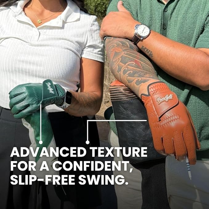 PUR3 Cabretta Leather Golf Gloves Men | 2 Pack Heritage Collection | Includes Ball Marker | Golf Glove Men Left Hand and Right Hand