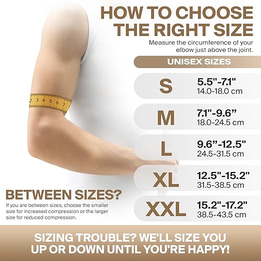 DR. BRACE® Elite Elbow Brace Support, Breathable Elbow Compression Sleeve with Gel Pad for Golfer's, Tennis Elbow & Tendonitis Treatment & Pain Relief 2024 (Nude (Beige), Large)