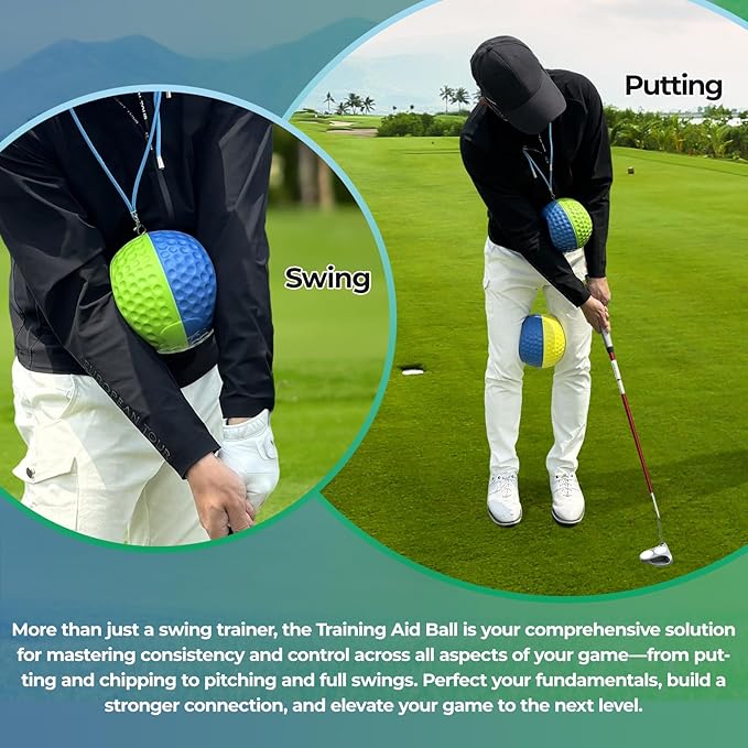 Golf Training Aid Ball for Impact Precision & Consistent Swings - Master Body Connection to Fix Slicing, Scooping & Chicken Wing | Simple and Effective Golf Training Tool