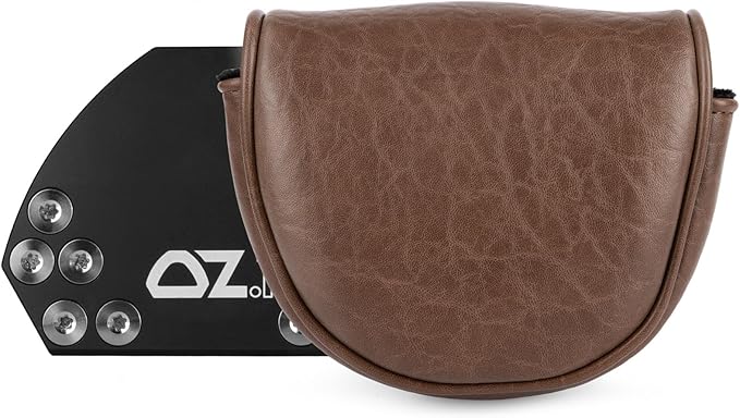 Golf Mallet Putter Covers, Magnetic Closure Brown Premium Leather Mallet Putter Headcovers Fits for Golf OZ1 MEZZ 1 MEZZ1 MAX Putter