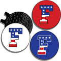 Wolf Golf Towels Golf Ball Marker Hat Clip | USA Monogram | 1 Magnetic Clip + 3 Ball Markers | Patriotic Golf Accessories for Men & Women