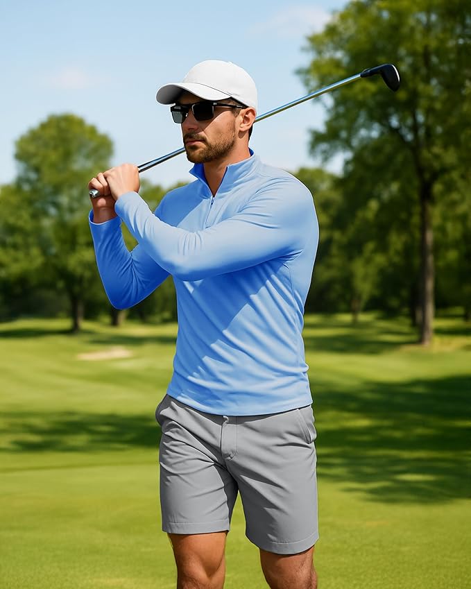 Boladeci Men's UPF 50+ Sun Shirts 1/4 Zip Long Sleeve SPF UV Protection Lightweight Quick Dry Quarter Zip Golf Shirts