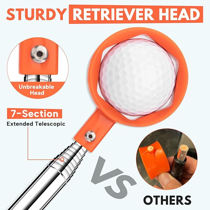 Golf Ball Retriever Telescopic 9/12FT Golf Ball Retriever for Water Aluminum Alloy Golf Ball Water Retrievers Golf Accessories Golf Gift for Men