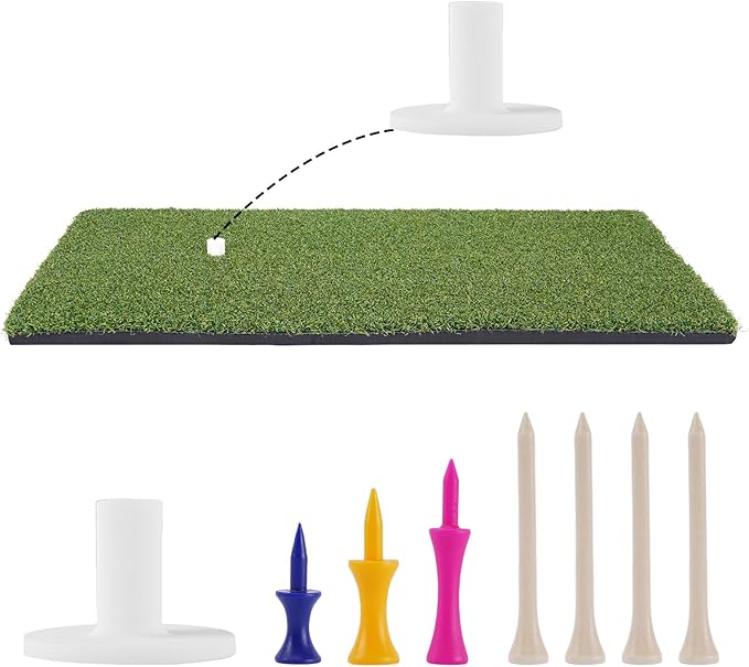 Golf Hitting Mat 24"x16" | 24"x24" Tri-Turf Golf Practice Mat Outdoor Indoor Portable Training Matt Traint Aid Batting Turf Matt for Chipping, Driving and Full Swing Practice