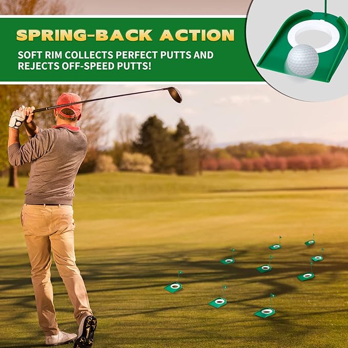 Sotiff Golf Putting Practice Cup Hole Training Aids Golf Accessories Training Putters with Plastic Flag for Adult Office Garage Yard Indoor Outdoor Practice