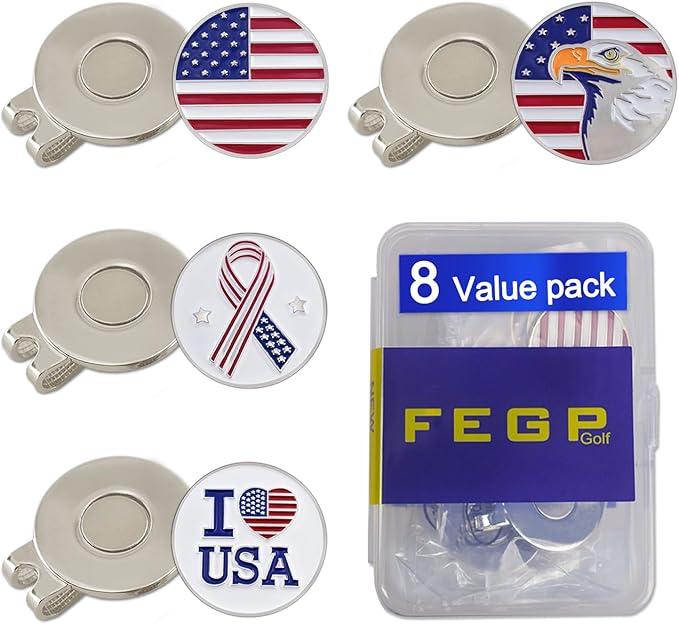 Golf Ball Markers with Magnetic Hat Clips Assorted Patterns Value Gift Set Mark Golf Divot Tool Accessories, Golf Ball Markers with Hat Clips Sets for Men Women Kids Gifts.
