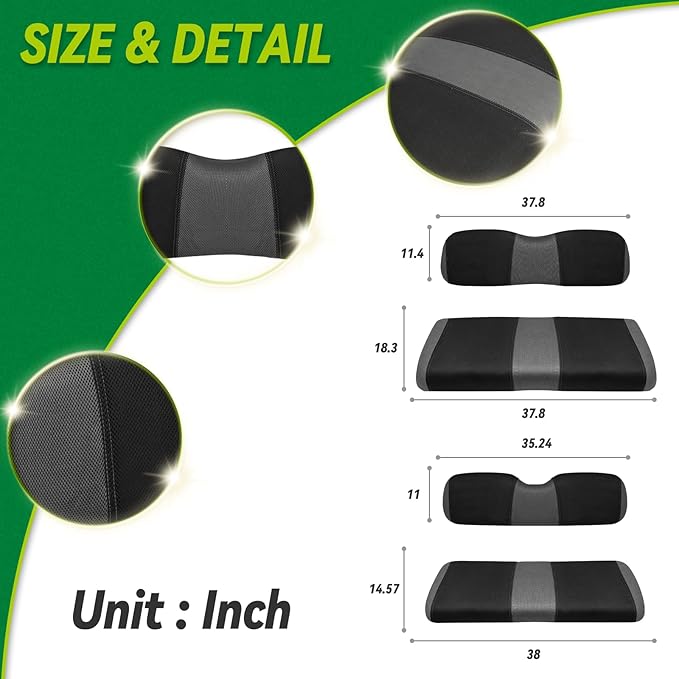 Universal Club Car DS Golf Cart Seat Covers Dress UP Older Golf Cart, Durable Breathable Material Front and Back Seat Cover Fit for ds, Club Car DS Seat Covers Front and Back, Black