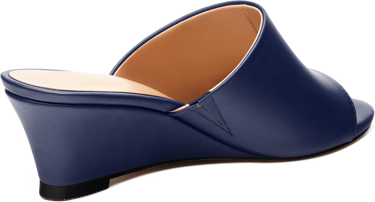 Wedge Sandals for Women Open Toe Wedge Heels Womens Matte High Heel Sandal Round Toe Heeled Wedge Sandals Slip on Casual shoes 2 inch