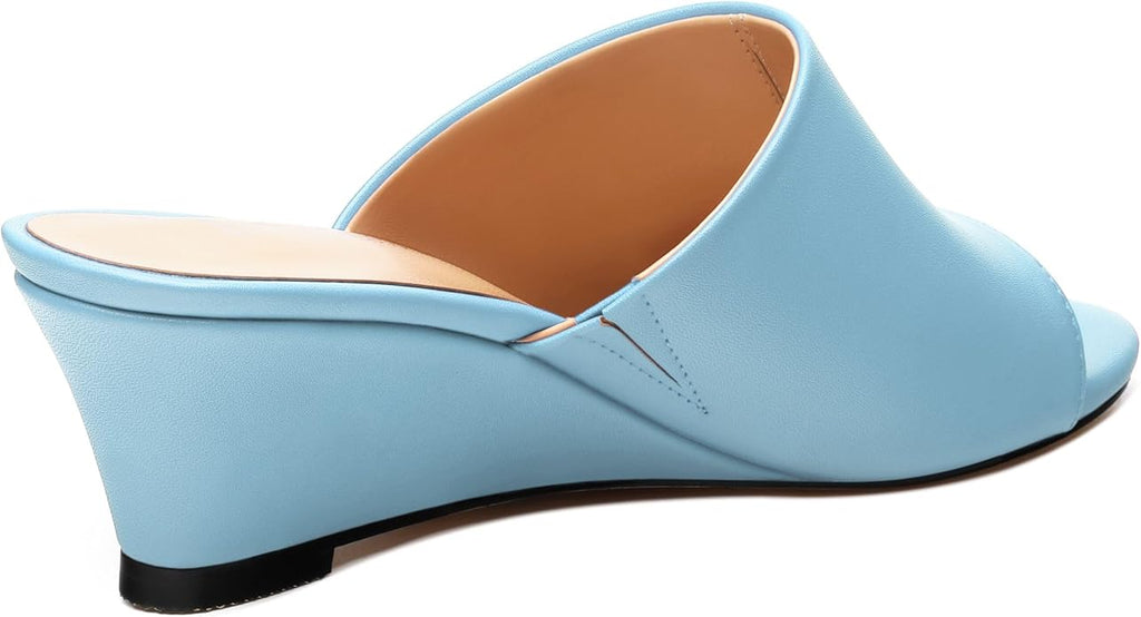Wedge Sandals for Women Open Toe Wedge Heels Womens Matte High Heel Sandal Round Toe Heeled Wedge Sandals Slip on Casual shoes 2 inch