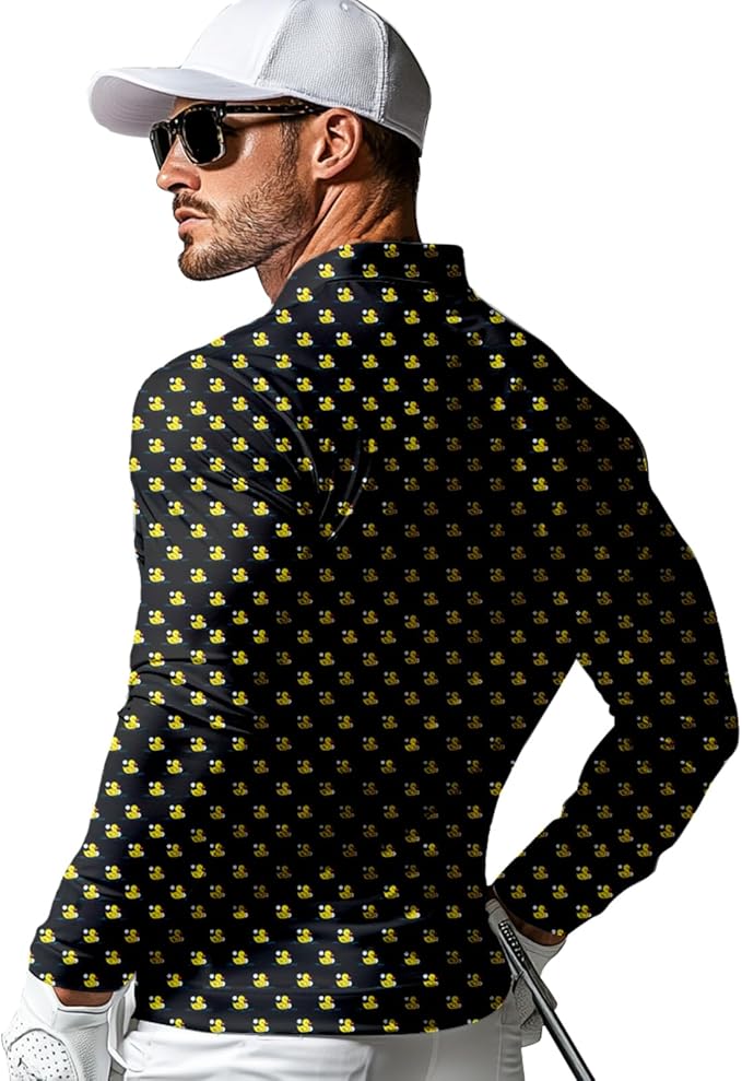 Men's Long Sleeve Golf Shirt Quick Dry 3 Button Work Fishing Outdoor Casual Collar Shirt